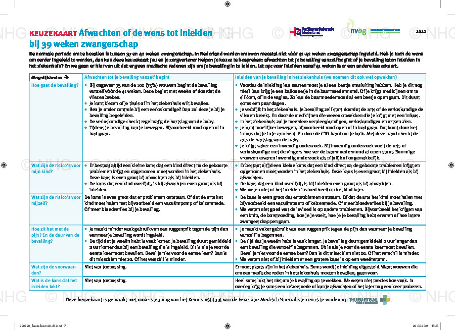 Zwangerschap 39 weken - afwachten of inleiden